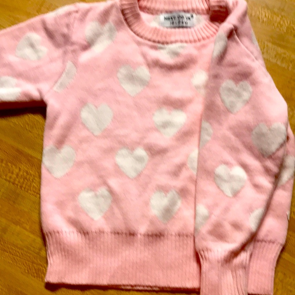 Adorable Pink Sweater with White Hearts
